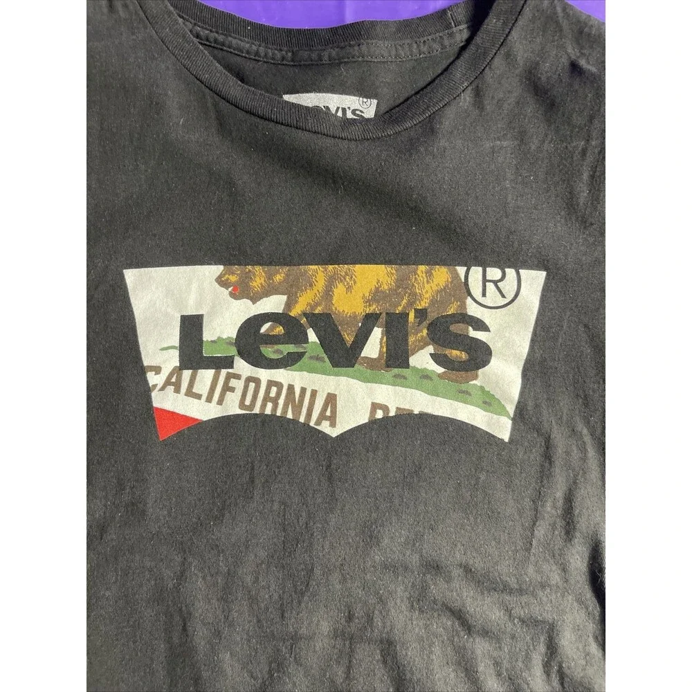 Levi's Mens Black California‎ Flag Logo T-Shirt Size M